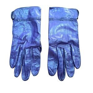 Vintage Nordstrom size 7 leather gloves PURPLE & delicate black trim details